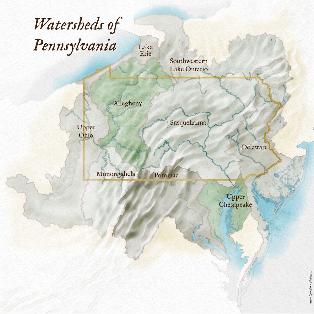 Pennsylvania's watersheds extend in many directions