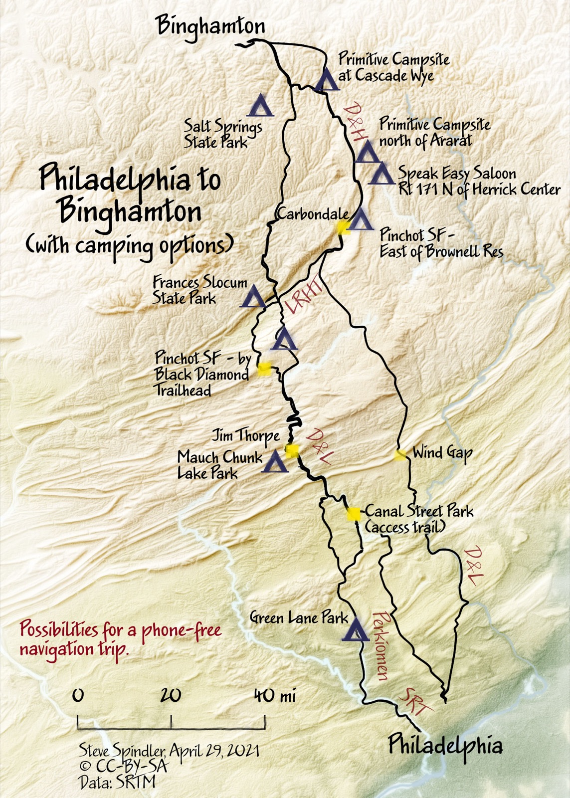 Redoing yesterday's Philly to Binghamton map