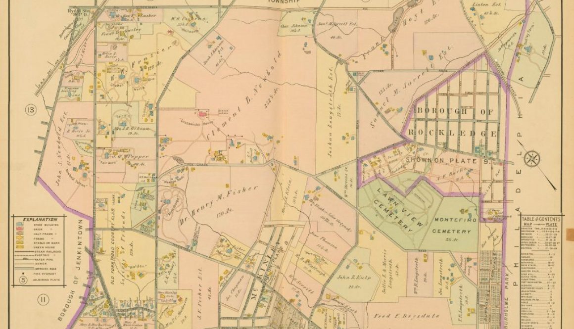 1916 Mueller Map of where I live in Jenkintown