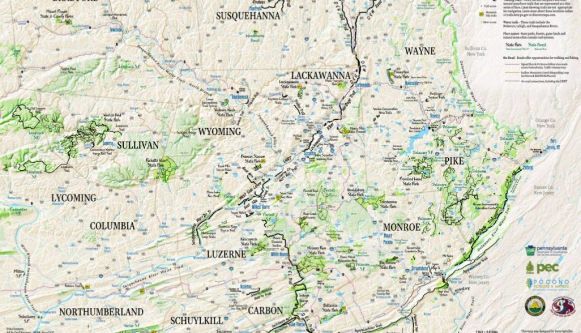 Map side of the NEPA Trails Map 2023